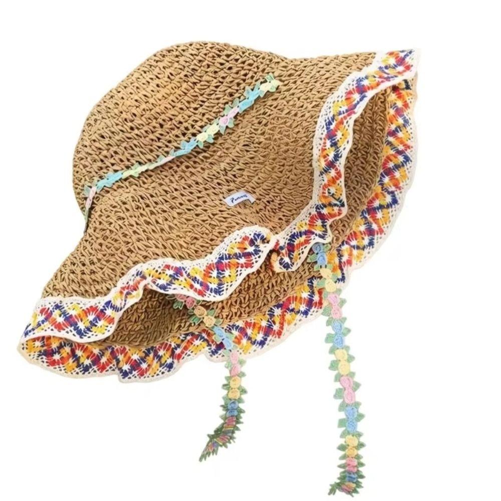 Elegant Woman's Straw Hat INS Outdoor Beach Hat Fashion Women's Sun Visor Hats  Beach Holiday