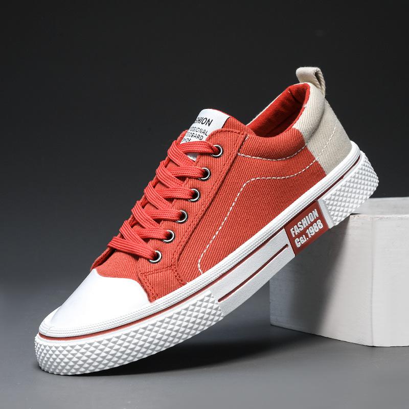 Red canvas shoes men's 2025 new summer breathable low-top niche cloth shoes boys trend sports, leisure board