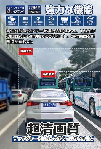 2026 Edition Dashcam, Compact, Front & Rear Dual Cameras, 3-inch LCD Screen, 1080P Full HD, 170-degree Wide Angle, HDR/WDR Image Correction Technology