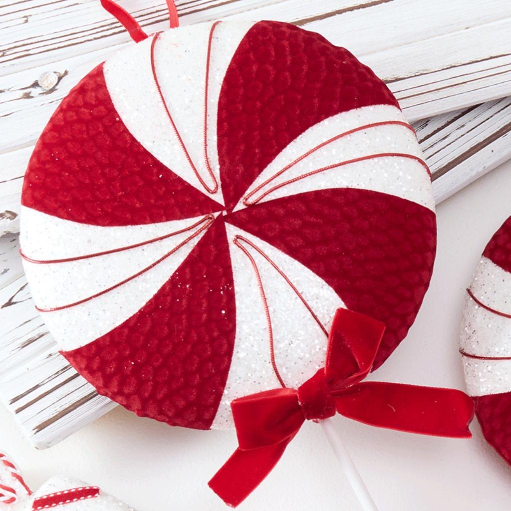 Candy Cane Christmas Tree Large Decoration Red White Velvet Lollipop Ball Pendant Luxury Hanging 2025 Xmas New Year Party Decors