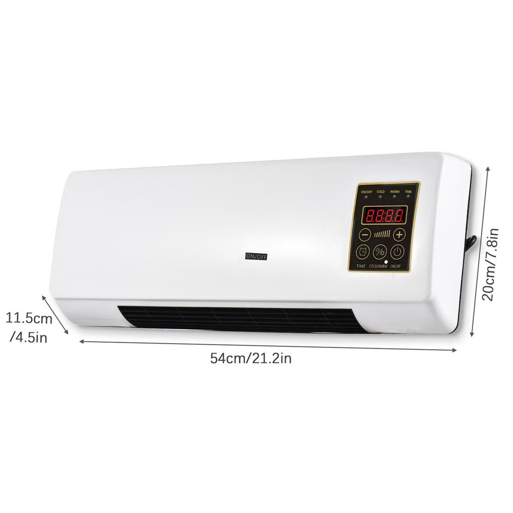 Heater and Fan Combo Wall Mounted Desktop 2in1 Electric Heater Fan for Household Bedroom Heating and Nature Wind