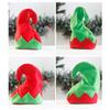 Caps of Santa's Assistant Plush Made Red & Green Hats with Curled for Peak Christmas Costume Accessories