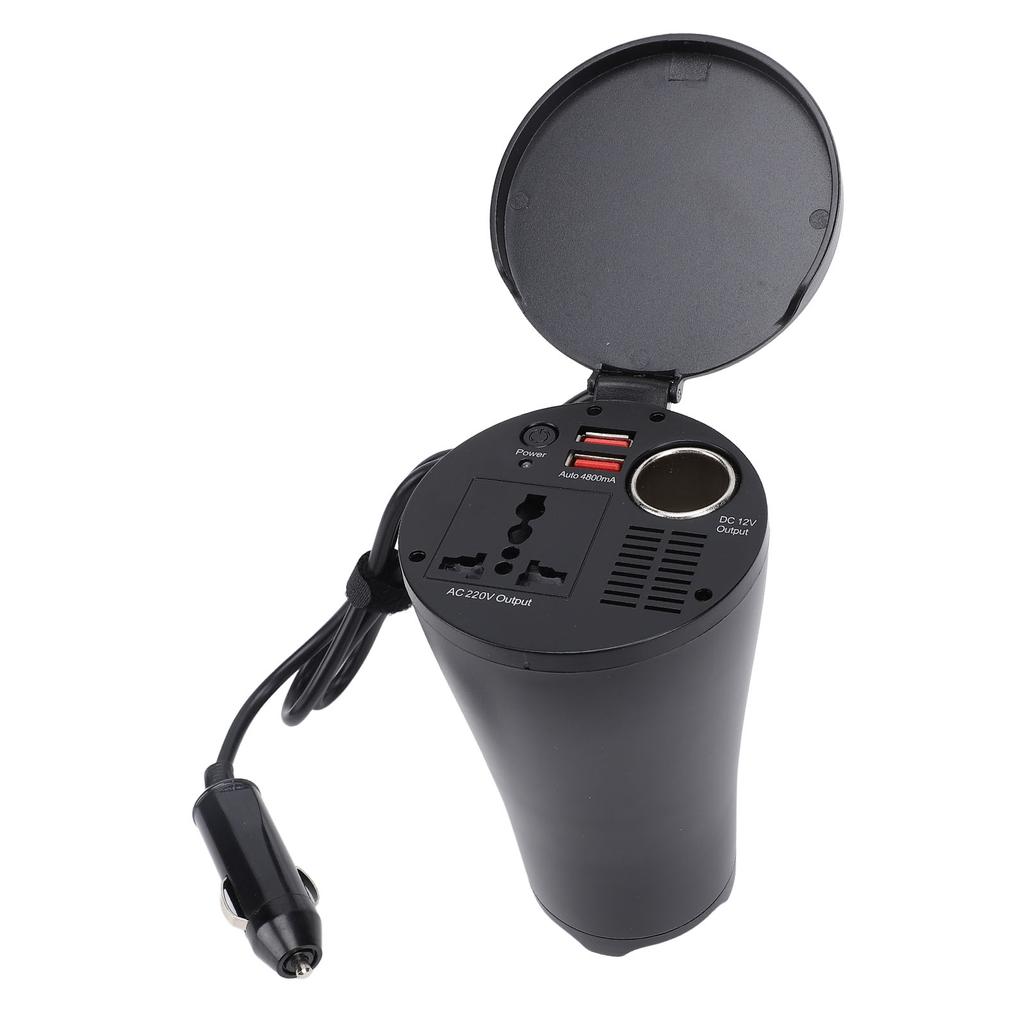 Power Inverter 150W 4 In 1 Cup Type 12V DC To 220V AC Car Inverter Converter with Dual USB Charger