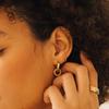 Dainty Golden Double Twist Round Hoop Pendant Earrings Retro Stainless Steel Geometric Circle Small Earring Fashion Jewelry Gift