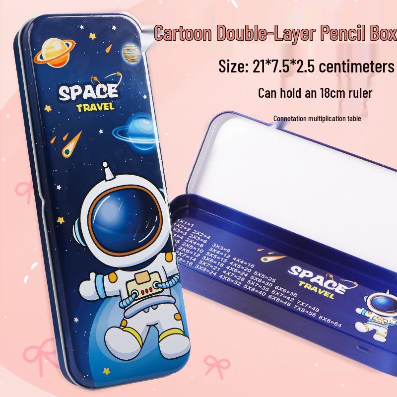 

Милый мультяшный двухслойный пенал из жести с таблицей умножения для мальчиков и девочек начальной школы.