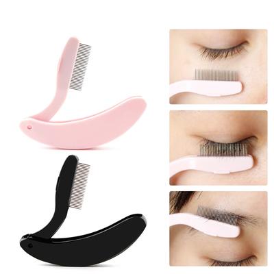 Ago in acciaio ultra sottile pieghevole per sopracciglia, ciglia, estensione delle sopracciglia, pettine in metallo, strumenti per il trucco cosmetico, rosa e nero