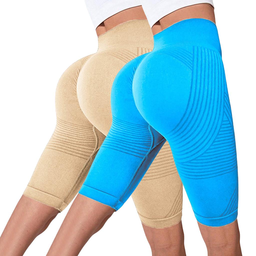 2PC Women's Casual Seamless Hip Lifting Fitness Pants With Tight Fit And High Waist, Seach Hip Yoga Pants