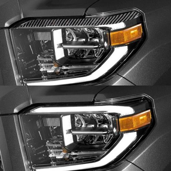 2pcs Carbon Fiber Car Front Headlight Eyebrows Sticker For Toyota Tundra 14-18