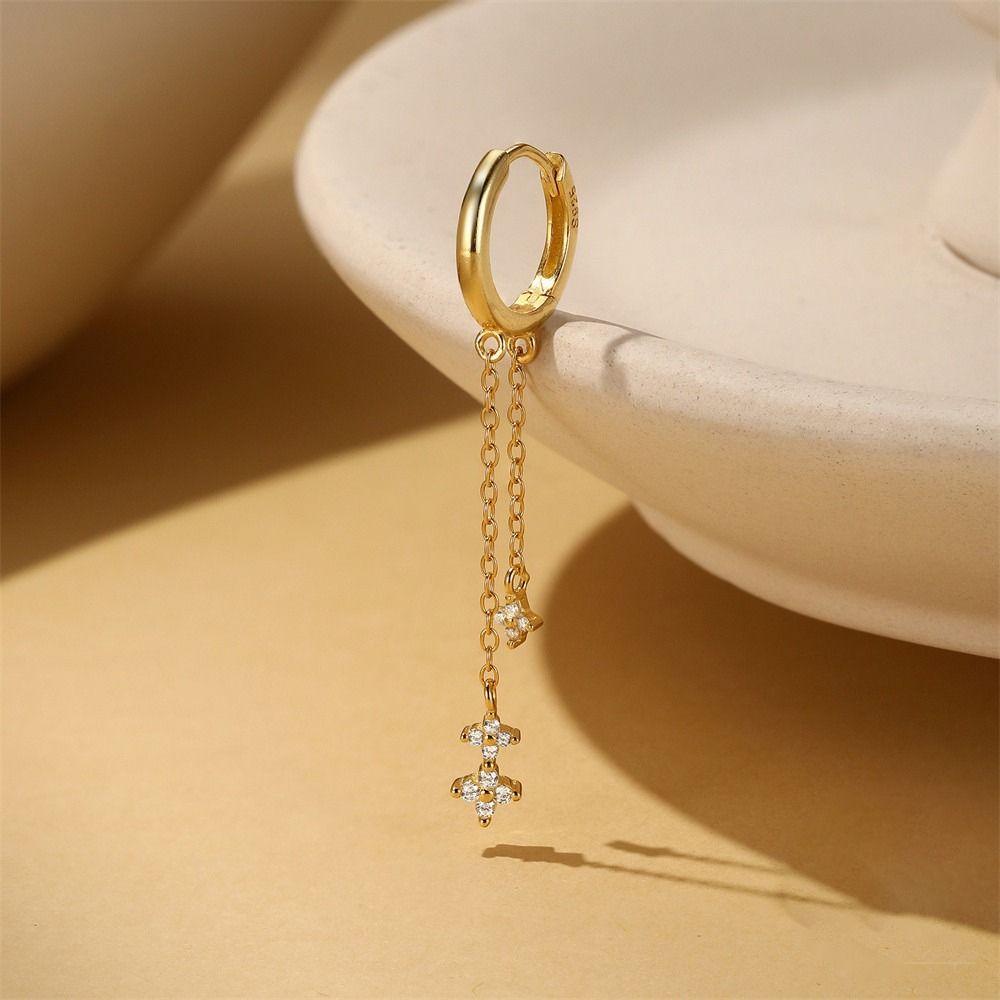 S925 Sterling Silver Long Tassel Drop Earrings Pendant Chain Earrings  Fashion Accessories