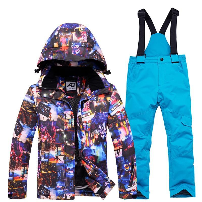 New ski suit boys and girls outdoor sports warm children's tops and pants trendy