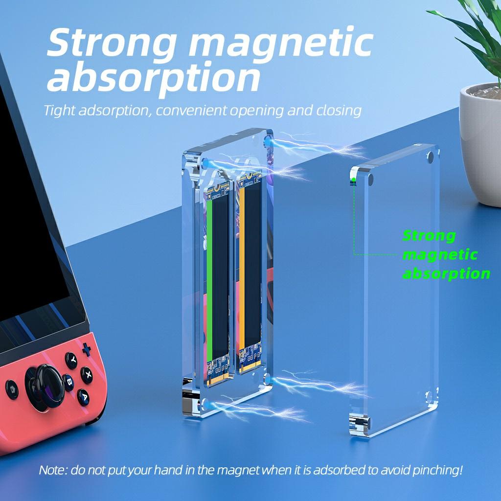 AJCX02M2 M.2 SSD Transparent Magnetic Storage Case 2-Slot SATA Organizer Acrylic Protection Box