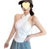 With chest pad, French temperament cross neck sling vest women's summer spice girl short slim-fit design top
