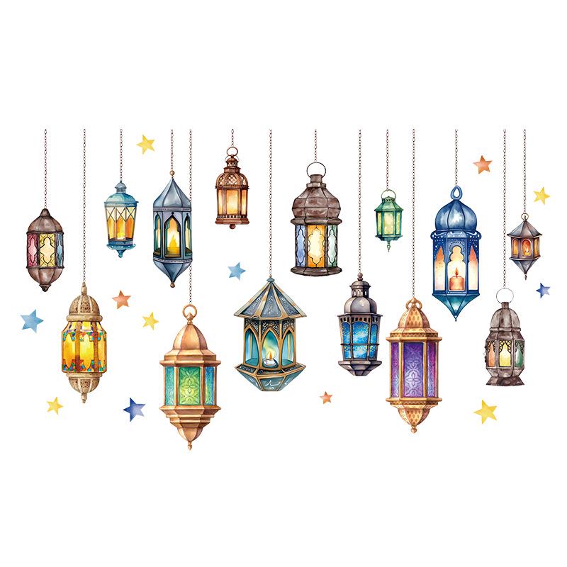 Retro Chandelier Festival PVC Removable DIY Adhesive Stickers for Middle East Celebration Decor