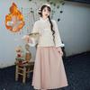 Autumn/Winter Velvet Retro Embroidered Tang Suit with Fur Collar: Modern Hanfu-Style Tea Set