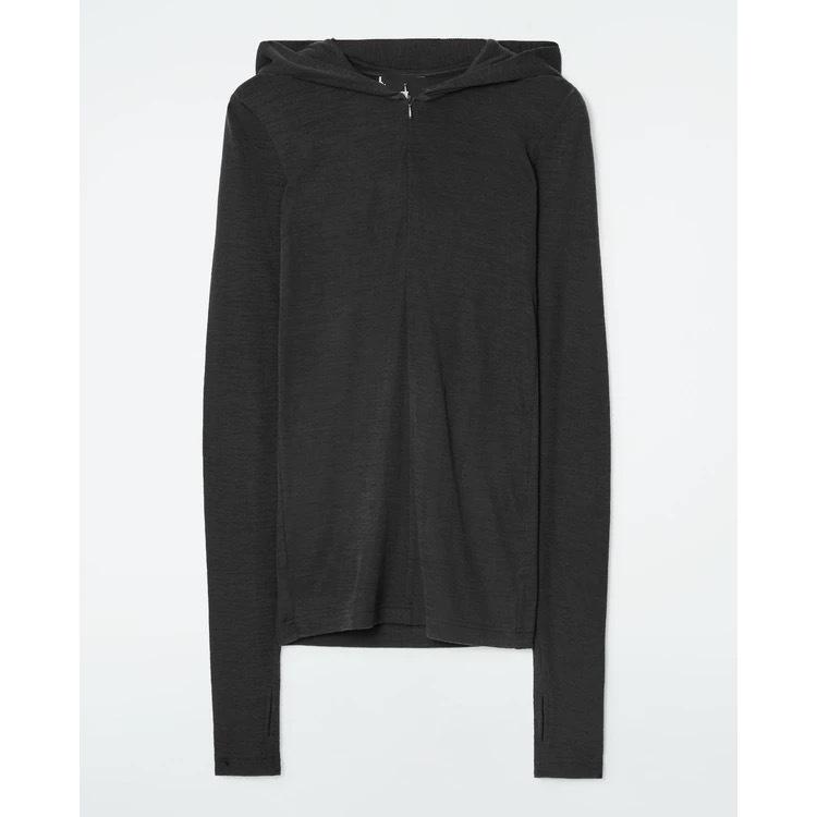 

Женский осенний трикотажный топ из смеси шерсти с полумолнией и капюшоном Extra Small