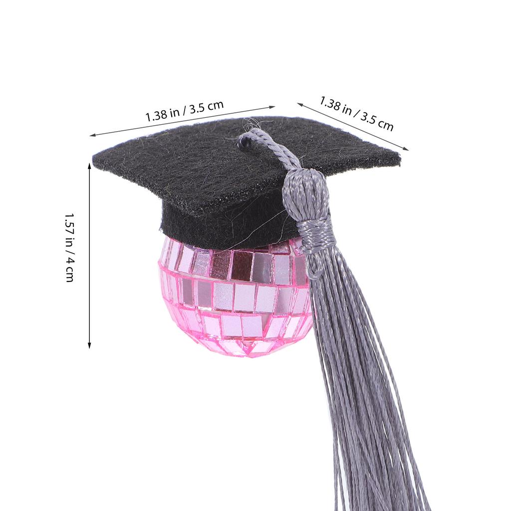10Pcs Mini Graduation Cap Cupcake Toppers Tassel Disco Ball Design Grad Cap Decor for All Graduations Cupcake Graduation