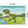 FEPITO Pin The Tail On The Dinosaur Game with 24 Pcs Tails for Dinosaur Birthday Party Supplies, Boys Dinosaur Party Game