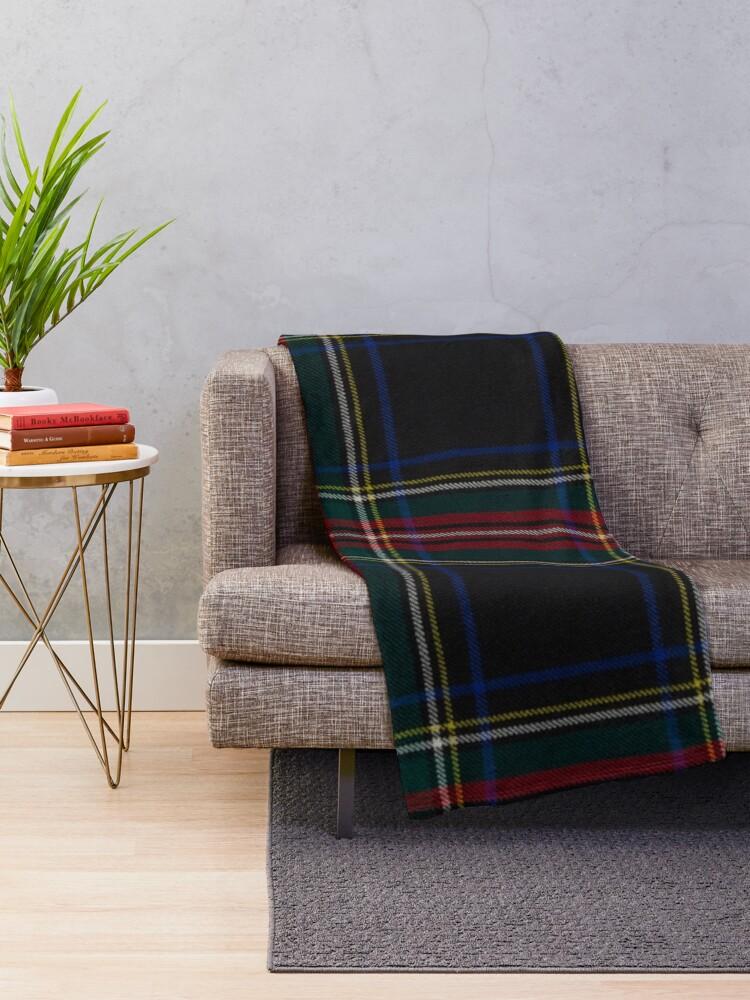 

Stewart Black Scottish Tartan Throw Blanket Soft Plaid Wool Throw for Couch Bed Home Decor Gift 100x150cm