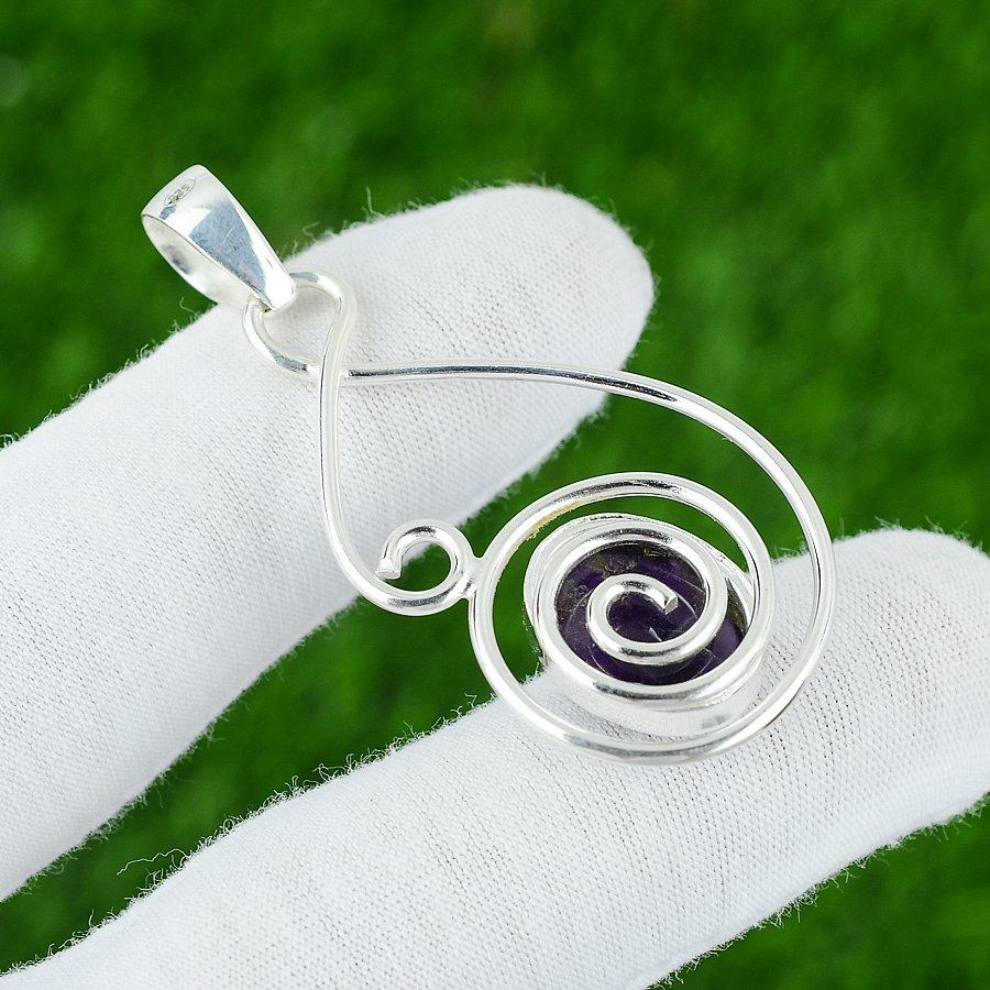 925 Sterling Silver Star Amethyst Stone Birthday Elegant Trendy Pendant Jewelry