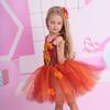 Maple Leaves Princess Dress with Hairpin Tulle Dress Fashion Dance Costumes  Girls