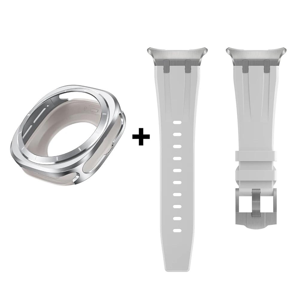 Luxury Case Strap for Samsung Galaxy Watch 7 Ultra 47mm Rubber Band Aluminium Cover For SAMSUNG GALAXY ULTRA 47MM Men Bracelet