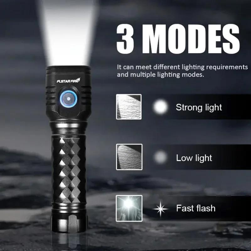 4LED outdoor ultra bright emergency flashlight with 3 lighting modes. Rechargeable aluminum alloy flashlight for work and hiking