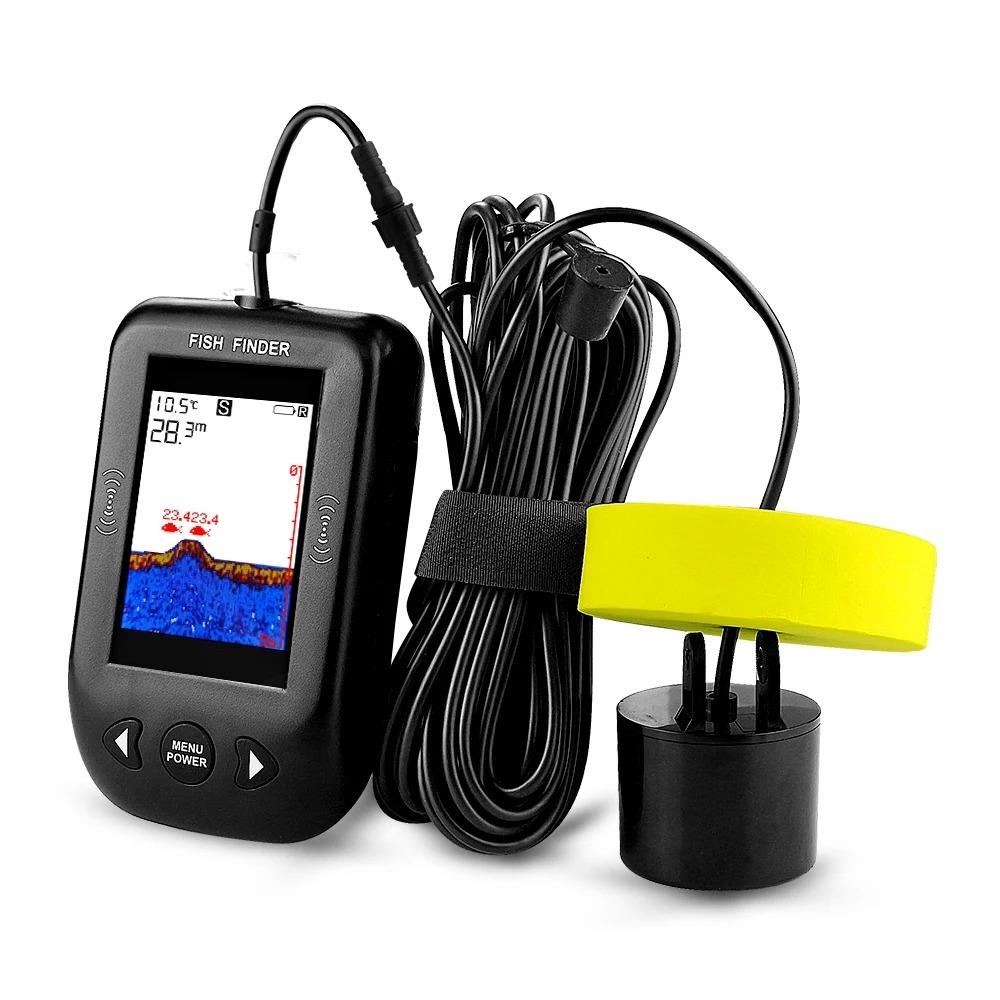 1PC Erchang Přenosný hledač ryb Hloubka vody Echo Sounder Teplota Fishfinder s drátovým sonarovým snímačem Převodník pro rybaření