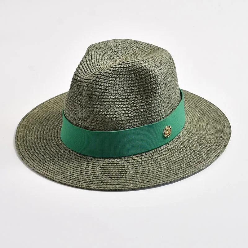 Summer Wide Brim Uv Protection Straw Hat Foldable Beach Sun Hat For Women Men Elegant Ribbon Design Fashion Travel Luxury