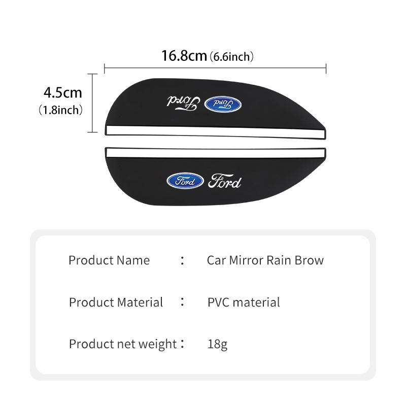 2pcs Car Rearview Mirror Rain Eyebrow Protector Stickers For Ford Fiesta Ranger Mondeo Escape Ecosport Fusion Explorer