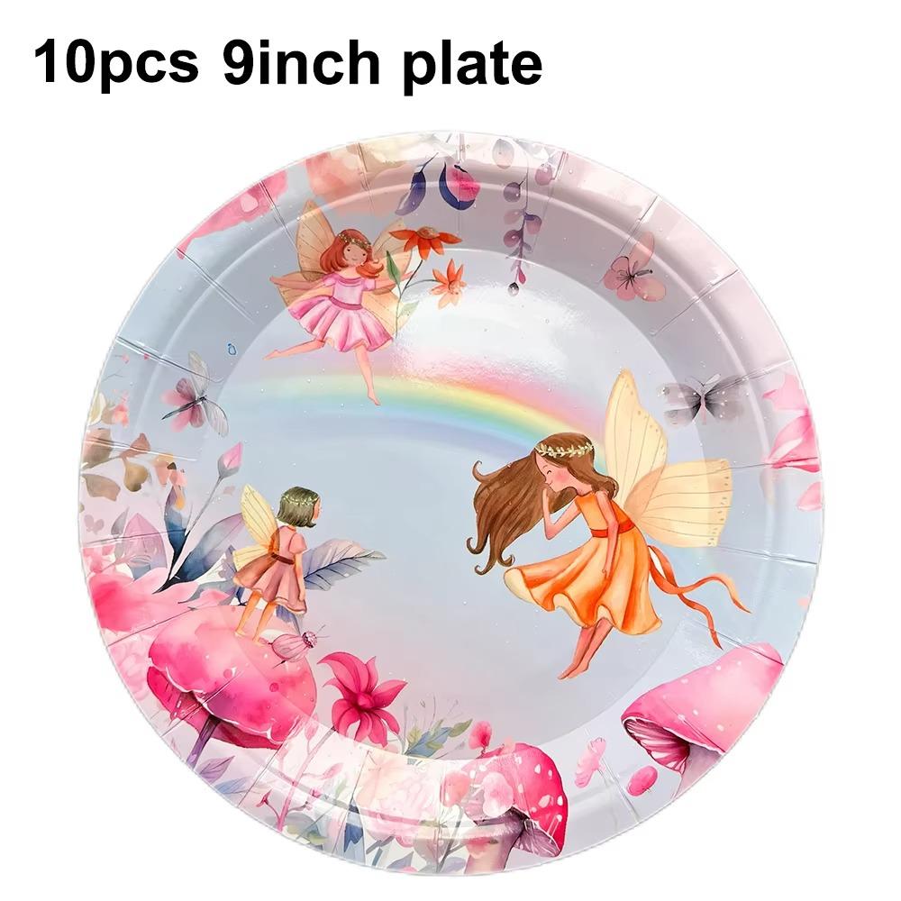 Pink Butterfly Flower Fairy Theme Disposable Tableware Plates Cups Napkins Girls Birthday Party Wedding Baby Shower Decor