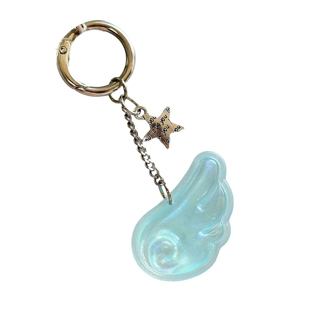 Fashionable Unisex Key Holder Angel Wing Keyring With Sparkling Star Accent Multifunctional For Backpacks Or Keys