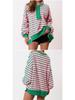 Color Block Long Sleeve Striped Button-Up Casual Sweater for Women - Autumn/Winter
