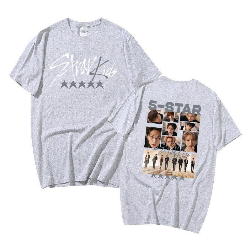 Stray Kids Singer Group Around Harajuku Print Fashion Men And Women T-Shirt Top Short Sleeve