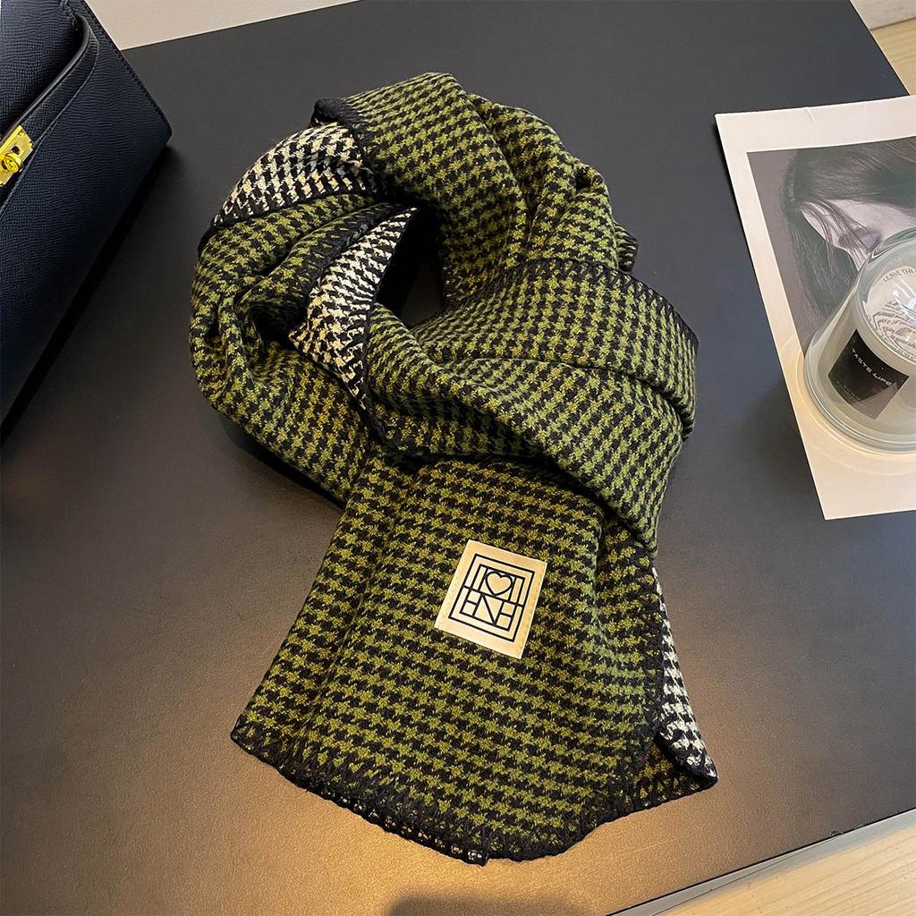 Houndstooth Long Scarf Winter Thick Warm Imitation Cashmere Bandana Shawl Wrap Scarves Travel Cape Designer Clothes Women Luxury