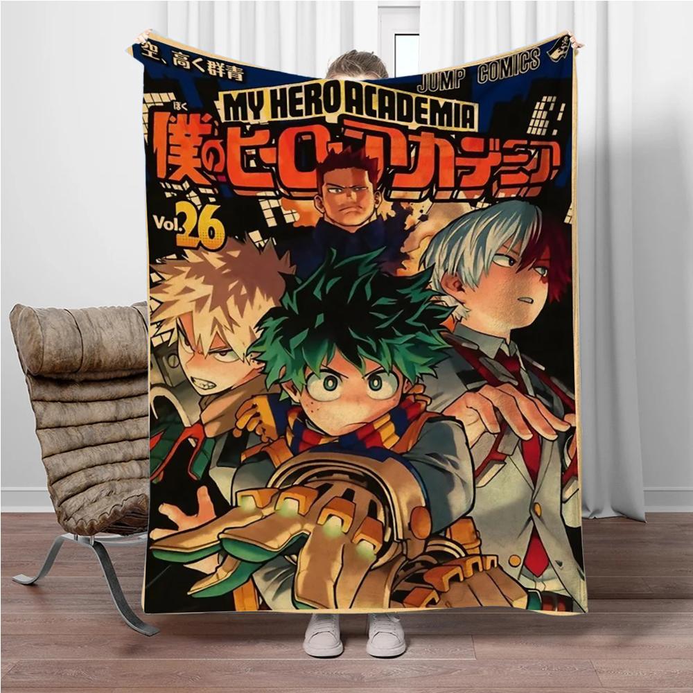 Vintage M-My-Hero-Academia 3D Printed Flannel Blanket Living Room Sofa Bed Camping Picnic Warm Blanket Holiday Gifts