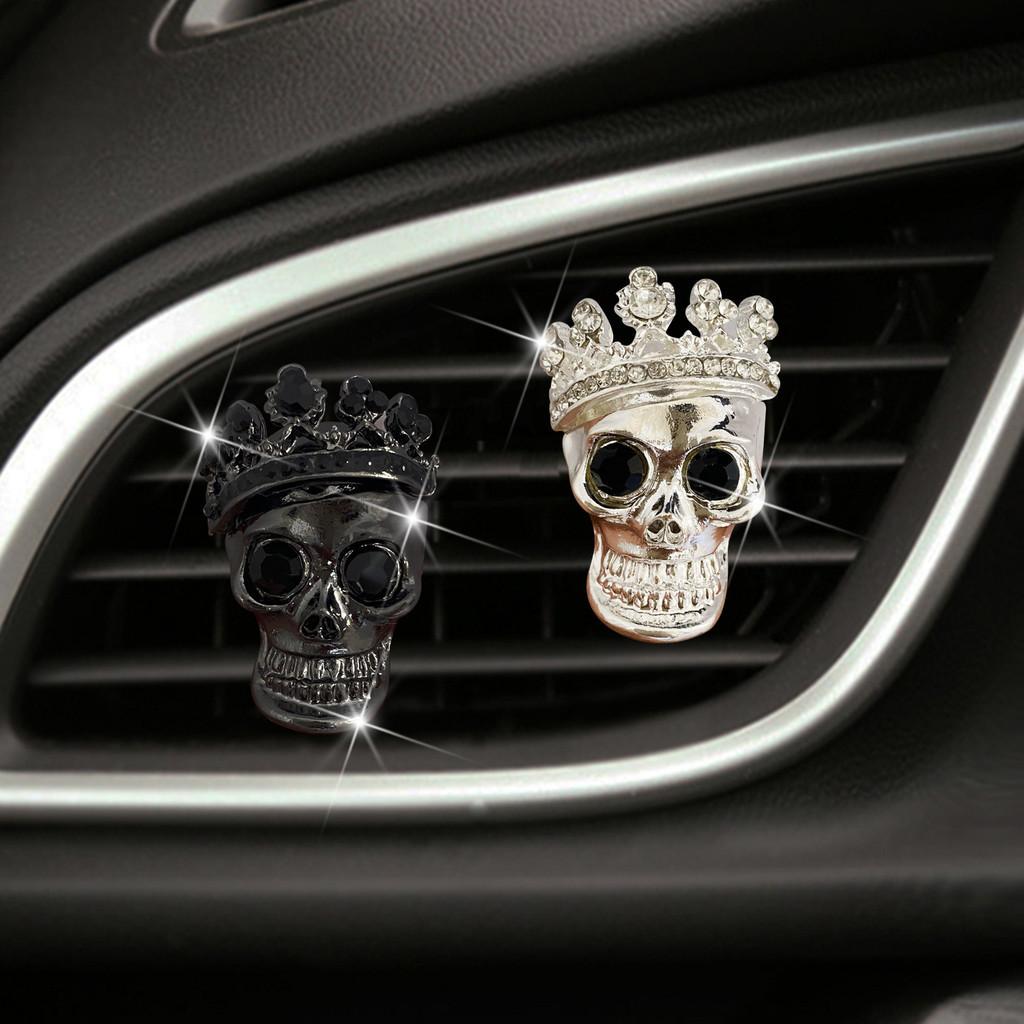 Retro Metal Skull Car Air Vent Perfume With Water Drill Skull Car Perfume