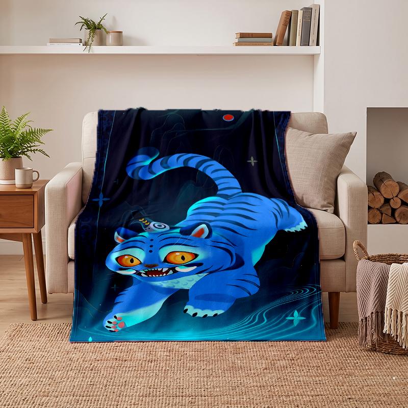 Derpy Tiger Soft Warm Flannel Blankets Comfortable Blanket for Home Decoration Gifting