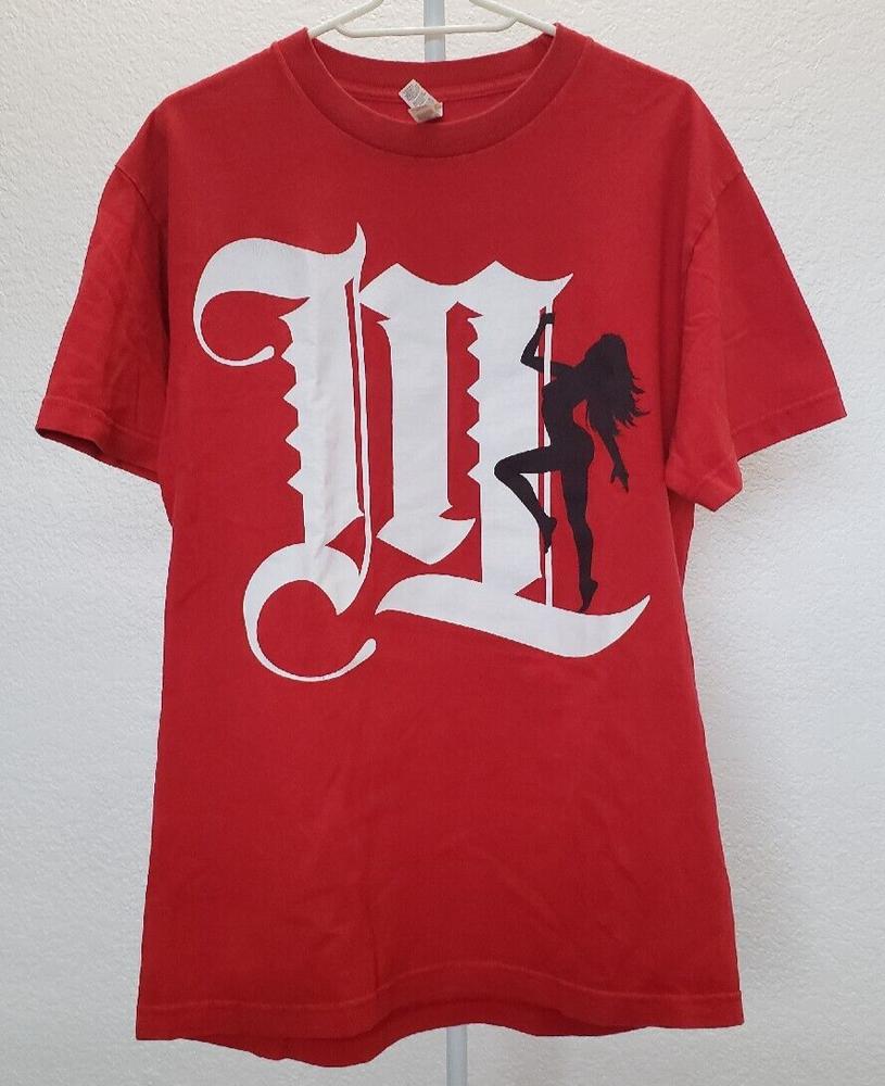 

Красная футболка унисекс Mayjah League Hawaii с танцовщицей на пилоне