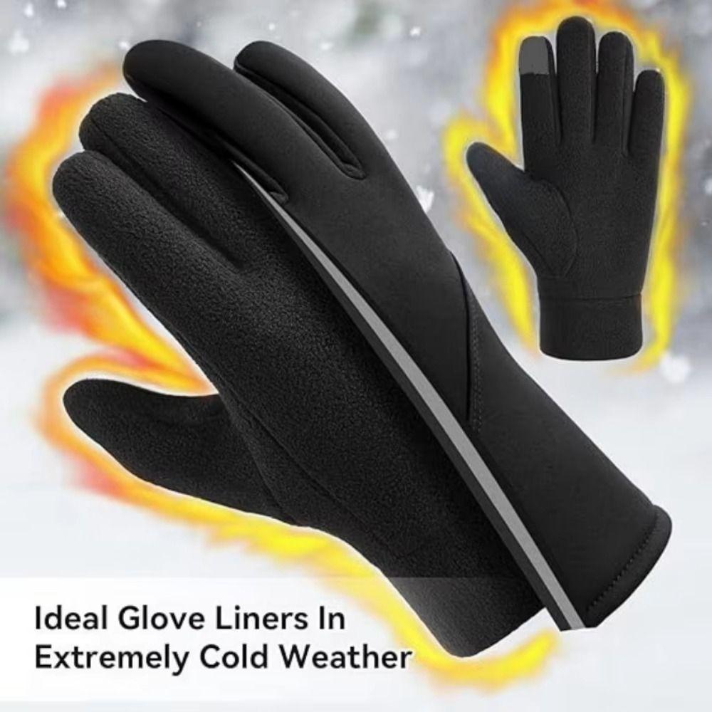 Warm Thin Fleece Gloves Five Finger Cycling Gloves Gift Full Finger Mittens  Men