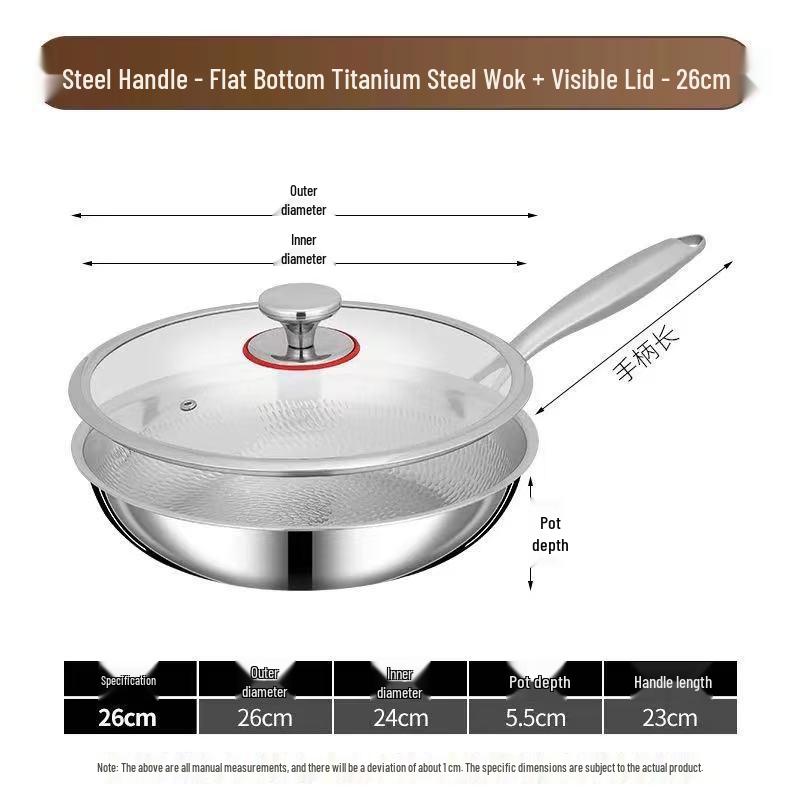 Premium Titanium Non-stick Hammered Frying Pan with Steel Layer, Ideal for Steaks, Flat-Bottomed Design
