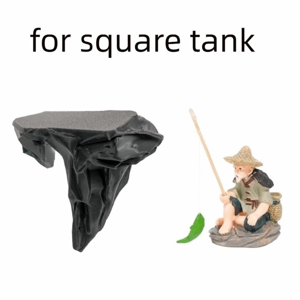 Simulation Fishing Old Man Statue Hanging Fishing Weng Figurine  Micro Landscape for square tank
