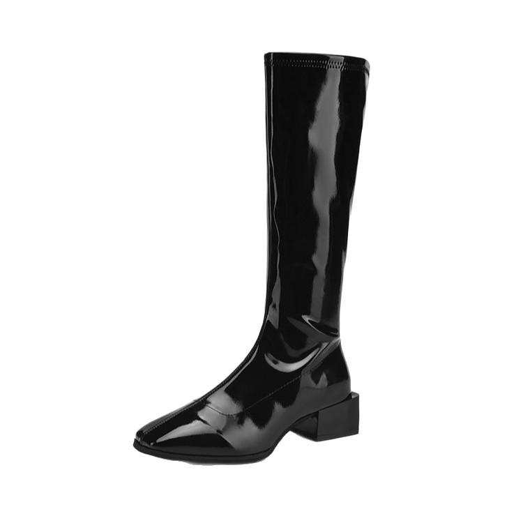Black Boots Women Want New Pointed-toed High Knight Boots In 2025, But Knee-bright Leather Thick Heel Thin Boots