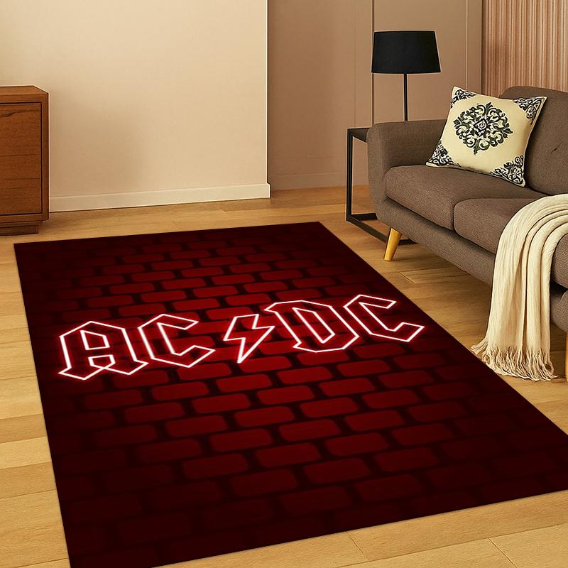 3D ACDC Rock Band Catoon Carpet Rug for Bedroom Living Room Sofa Playroom Doormat Home Decor,Kid Game Area Rug Non-slip Gift