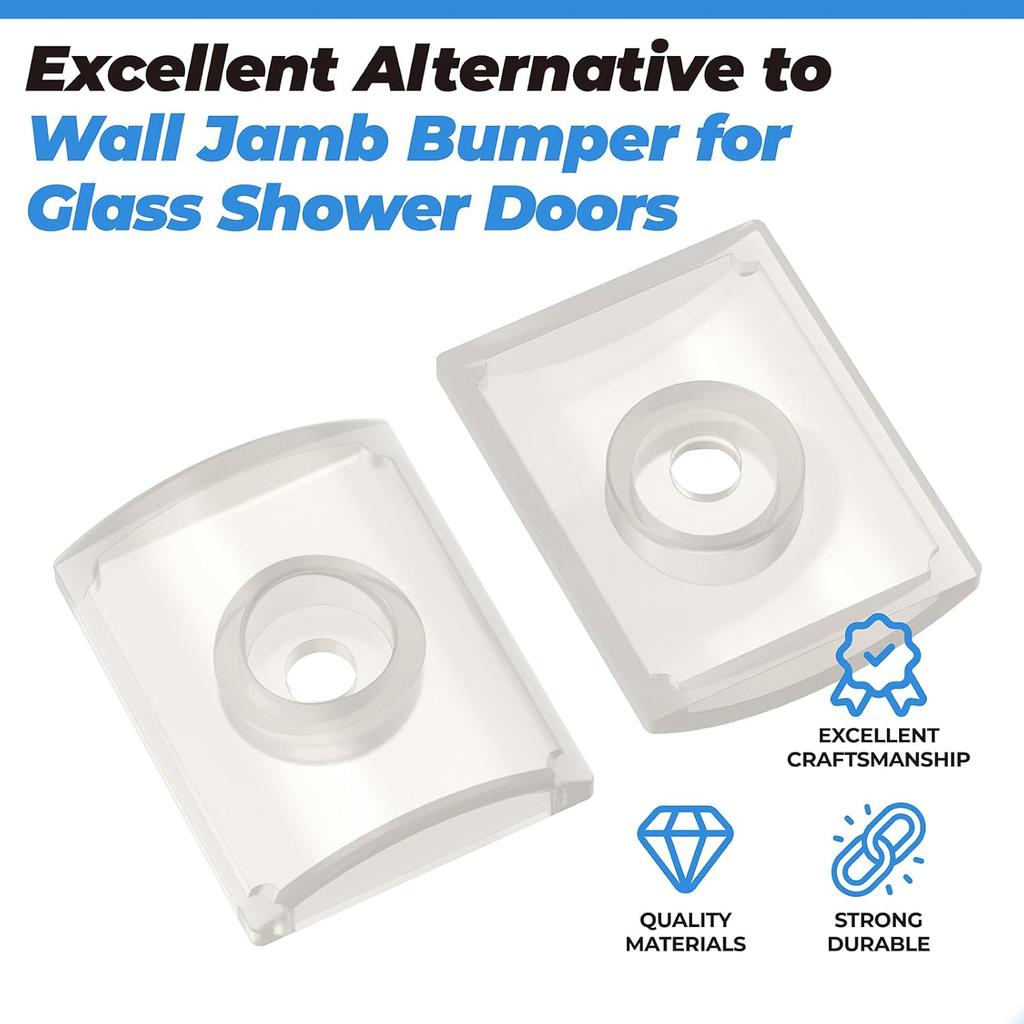 Wall Jamb Bumper for Glass Sliding Shower Doors Suitable for Shower Glass Moving Doors, Clear Shower Doors Bumper with Screws for Use with Sliding