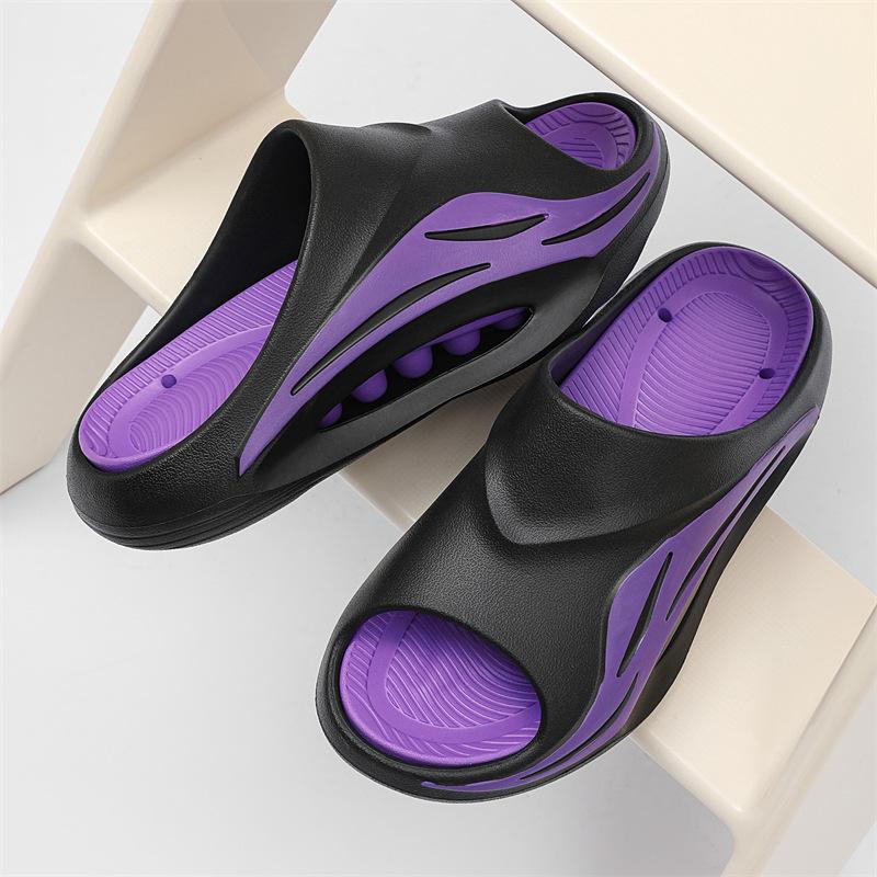 Sports slippers summer bathroom bath leaking two-color one-word outdoor beach mop soft bottom