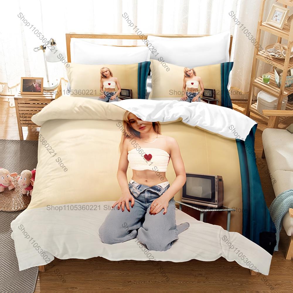 Personality Sabrina Carpenter New Bedding Set Music Star Print Duvet Cover Pillowcase Bedroom Home Decor For Fans Music Artist T