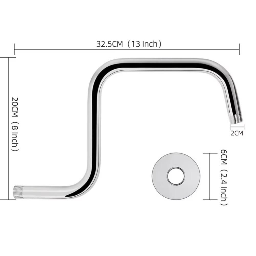 Wall Mounted Shower Head Bracket Stainless Steel Easy Installation Shower Arms Silver Black Shower Head Bar Bathroom Hardware