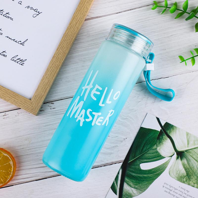 

1Pieces Sport Water Bottle 500ML Outdoor Travel Leakproof Drinkware Sublimation Blank Gradient Frosted Glass Drink Bottle синій