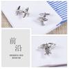Electroplated Silver Double Snake Staff Reverse Cross Shaped Metal Cufflinks Men's French