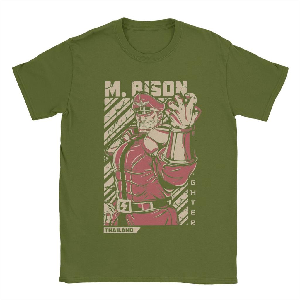 Men's M.Bison Streets Fighters T Shirts Game Pure Cotton Clothing Funny Short Sleeve Round Neck Tees Plus Size T-Shirt
